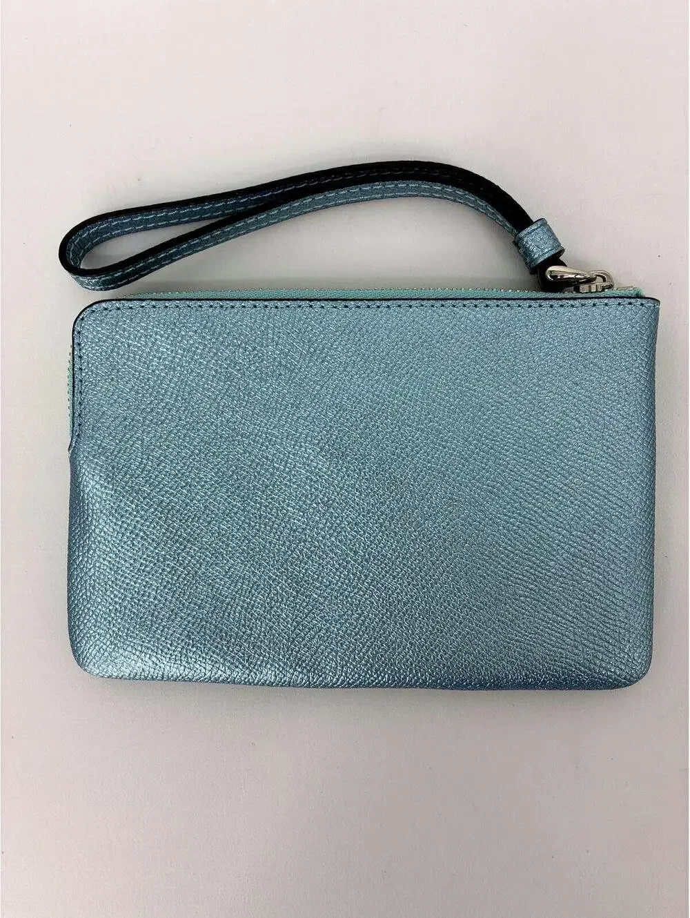 Coach Metallic Blue Leather Wristlet Wallet